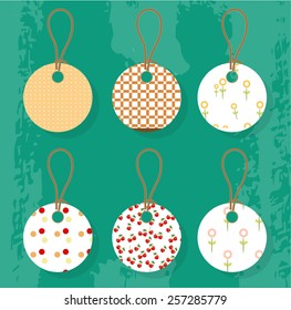 Group of modern, isolated tags on blue background