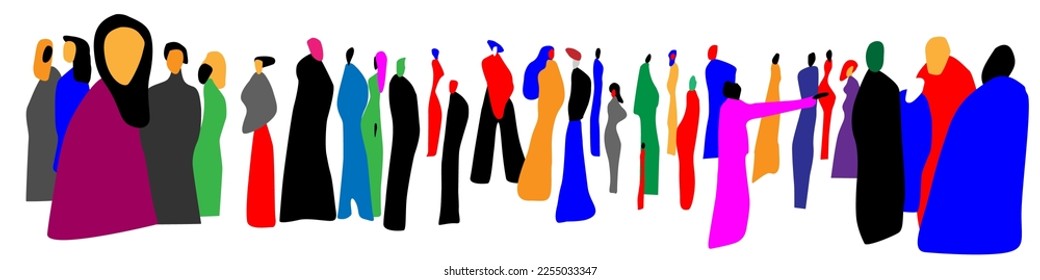 group of modern people abstract vector background