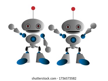 Grupo De Robots Modernos Aislados En Fondo Blanco Caricatura Cuta Personaje Inteligencia Artificial Concepto Vector Plano Ilustración