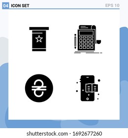 Group of Modern Solid Glyphs Set for conference; hryvna; presentation; banking; ukraine Editable Vector Design Elements