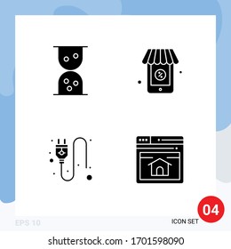Grupo de glifos sólidos modernos para reloj de arena; página web; supermercado; enchufe; Elementos de diseño de vectores editables de capa