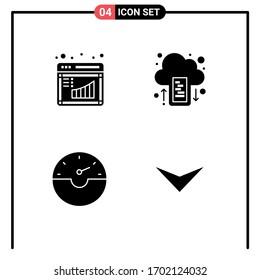 Group of Modern Solid Glyphs Set for board; gauge; management; mobile; arrow Editable Vector Design Elements