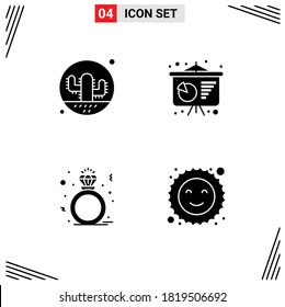 Group of Modern Solid Glyphs Set for cactus; present; plant; conference poster; gift Editable Vector Design Elements