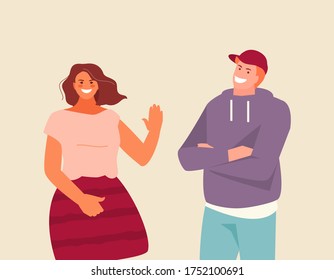 Group of modern young people in casual clothes. Vector characters set, part I