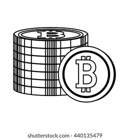 group of money coins with bitcoin signal over isolated background,vector illustration