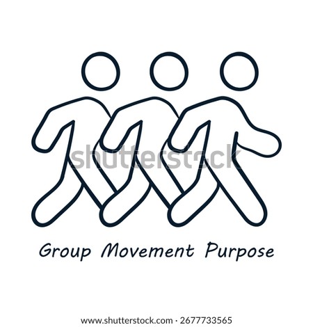 Group Movement Purpose Hand Drawn Vector Icon | People, Collective, Community, Motion, Goal