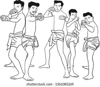 A group of muay thai fighter posing together.