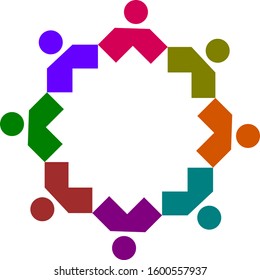 Group of Multi ethnic Diverse Busy Business People Concept. Logo Design Illustration