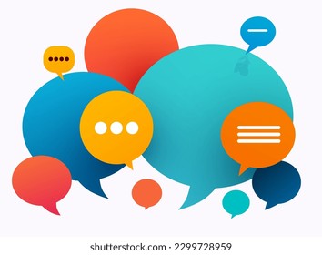 Group of multi-colored chat bubbles. Communication concept. Vector illustration