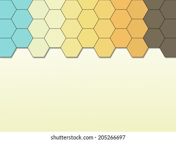 A group of multicolored hexagons