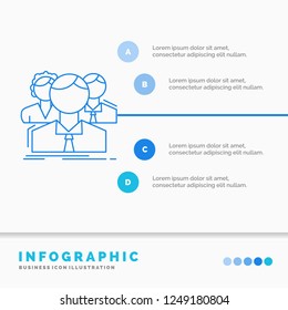 group, multiplayer, people, team, online Infographics Template for Website and Presentation. Line Blue icon infographic style vector illustration
