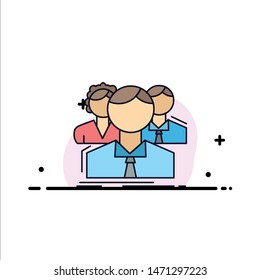 group, multiplayer, people, team, online Flat Color Icon Vector. Vector Icon Template background