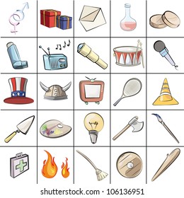 Group of multiple objects isolated on white background. Vector illustration.