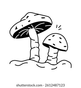 A group of mushrooms growing underwater, ready to use icon