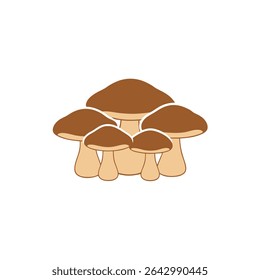a group of mushrooms in soft browns and beiges