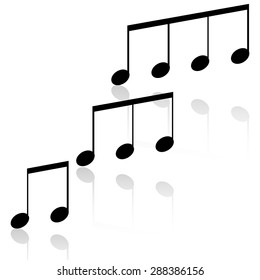 Group of musical notes on a white background. Vector illustration