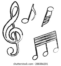 Group of musical notes on a white background. Vector illustration