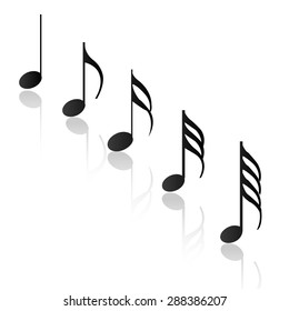 Group of musical notes on a white background. Vector illustration