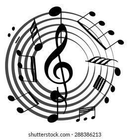 Group of musical notes on a white background. Vector illustration