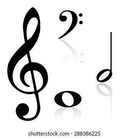 Group of musical notes on a white background. Vector illustration