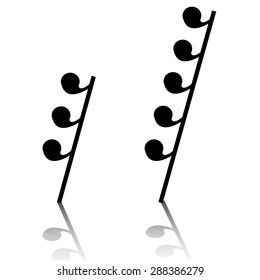 Group of musical notes on a white background. Vector illustration