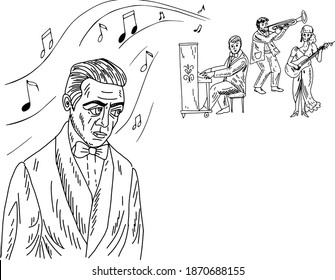 Group of musicians in a bar