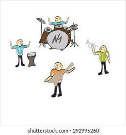 a group of musicians playing music illustration