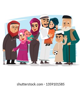 Group of Muslim family - vector illustration