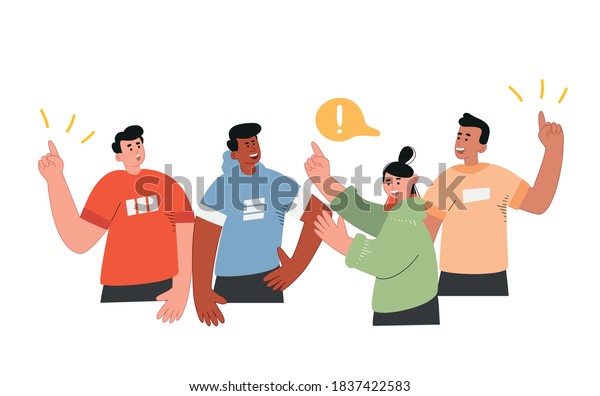 A group of national people discussing ideas,\
some raise their hands, the concept of social networks,\
volunteering, elections. Vector\
illustration