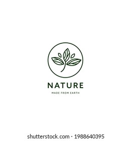 Group Nature leaf logo, line monoline style ecology product icon logo