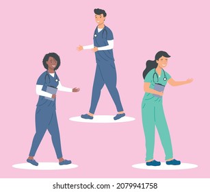 group of nice three nurses