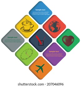 group of nine squares with different symbols. Vector illustration