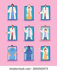 group of nine virtual doctors