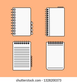 Group of notebook spiral school thin line.icon design.
