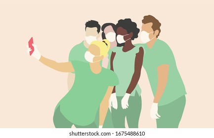 Group of nurses taking a group selfie