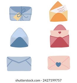 Group of objects flat design types of letters mail