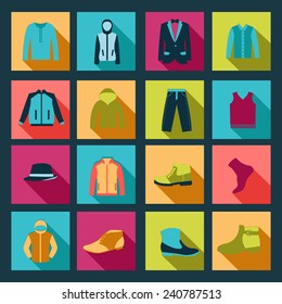 Group of Objects icons set of Fashion elements man clothing 