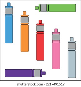 Group of objects, multi-colored vape. Set of electronic cigarettes. Illustration