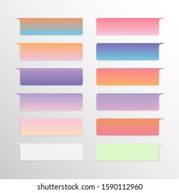 Group of objects variation chat bubble social network interface. Message in gradient multicolored flat balloons with shadow isolated on a white background. Vector cell phone dialog illustration. 