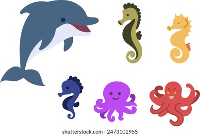 The group of ocean creatures