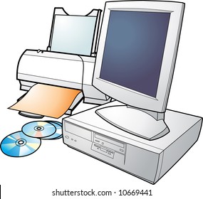 a group of office equipment