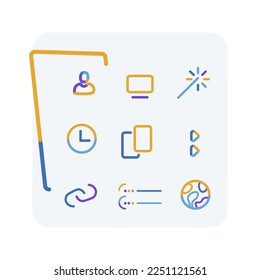 Group of office icons, vector concept of internet communications, workflow, sketch graphic in doodle style