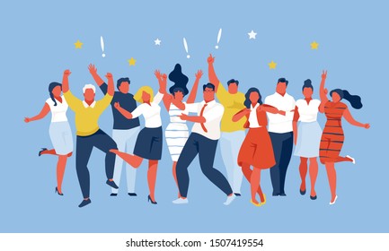 Group of office people at a corporate party. Vector illustration