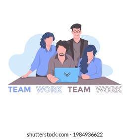 a group of office worker as a team in flat illustration 