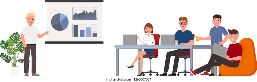 Group of office workers at the presentation.