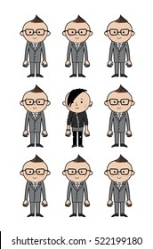 Group of office workers and the rocker.
