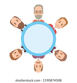 group old men around circle avatars characters