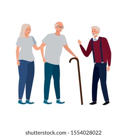 group old people avatar character vector illustration design