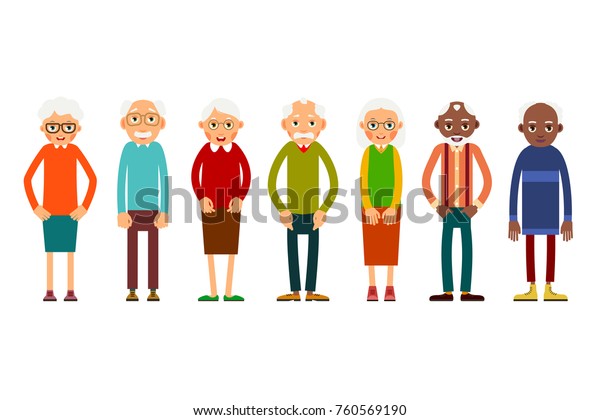 Group Older People Aged People Caucasian Stock Vector (Royalty Free ...