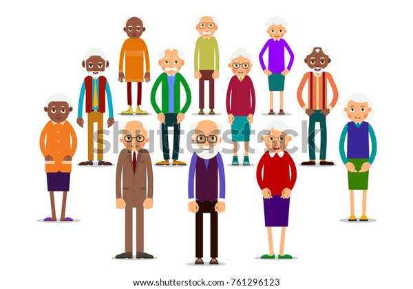 Group Older People Aged People Caucasian Stock Vector (Royalty Free ...